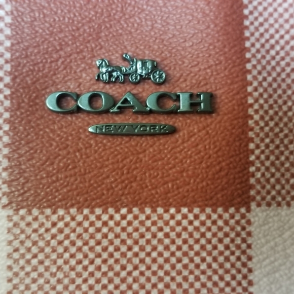 Coach plaid tote(buffalo plaid, red and rose) NWOT - Picture 12 of 15